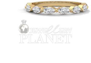 18K Gold Marquise Cut Half Eternity Diamond Wedding Ring
