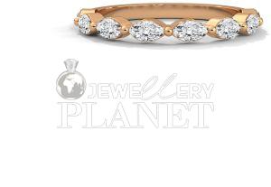 18K Gold Marquise Cut Half Eternity Diamond Wedding Ring