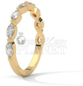 18K Gold Marquise Cut Half Eternity Diamond Wedding Ring