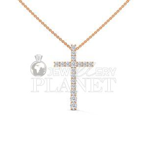 14K Gold Diamond Cross Pendant