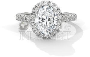 14K Gold Oval Halo Diamond Engagement Ring