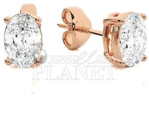18K Rose Gold Round Diamond Stud Earrings