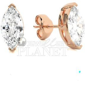 14K Gold Marquise Diamond Stud Earrings