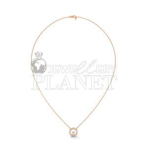 14K Gold Diamond Flower Halo Pendant