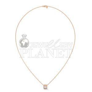14K Gold Cushion Halo Diamond Pendant