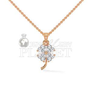 14K Rose Gold Four Petal Diamond Flower Pendant