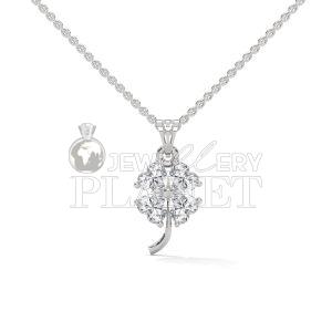 14K Rose Gold Four Petal Diamond Flower Pendant