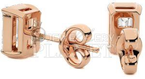 18K Rose Gold Emerald Cut Diamond Stud Earrings