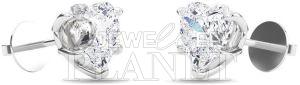 10K White Gold Heart Diamond Stud Earrings