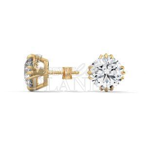 14K Gold Round Cut Diamond Stud Earrings