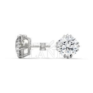 10K White Gold Round Cut Diamond Stud Earrings