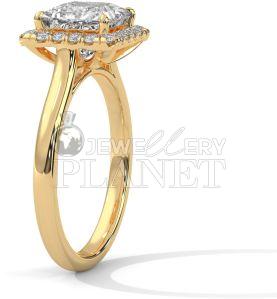18K Gold Square Halo Diamond Engagement Ring