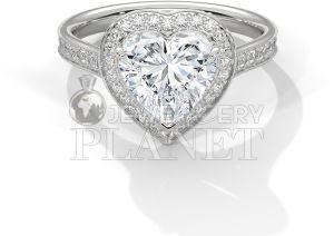 18K Gold Heart Halo Diamond Engagement Ring