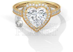 18K Gold Heart Halo Diamond Engagement Ring