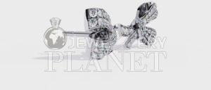 10K White Gold Diamond Bow Knot Stud Earrings