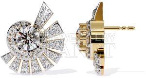 14k Gold Natural Diamond Stud Earrings