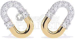 14K Gold Orbit Spark Diamond Stud Earrings