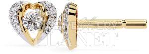 14K Gold Heart Shape Diamond Stud Earrings