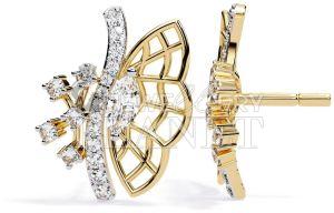 14k Gold Butterfly Shape Diamond Stud Earrings