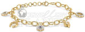 14K Gold Evil Eye Diamond Charm Bracelet