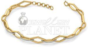 14k Gold Dimoand Oval Link Chain Bracelet