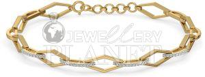 14k Gold Dimoand Oval Link Chain Bracelet