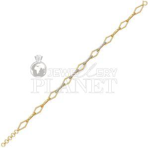 14k Gold Dimoand Oval Link Chain Bracelet