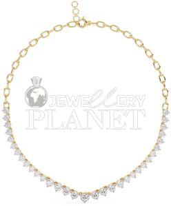 14K Yellow Gold Pear Cut Diamond Tennis Necklace