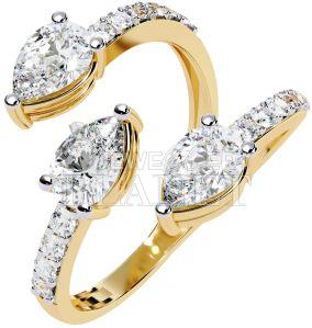 14K Gold Twin Pear Wrap Lab Grown Diamond Ring