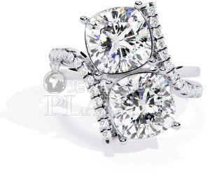 14K Cold Dual Cushion Cut Diamond Ring