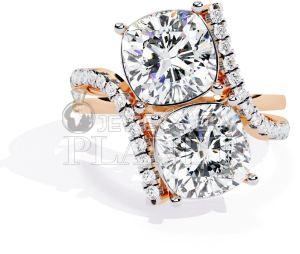 14K Cold Dual Cushion Cut Diamond Ring