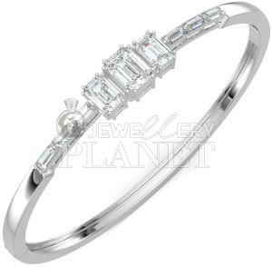 Diamond Sterling Silver Lock Bangle Bracelet