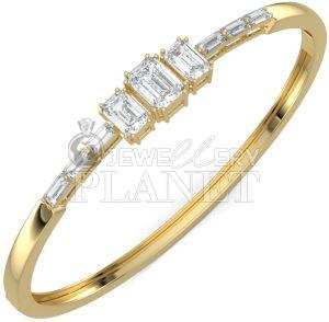 14K Gold Diamond Lock Bangle Bracelet