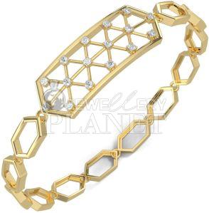 14K Gold Diamond Crystalline Hex Bracelet