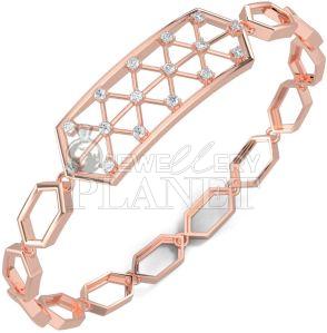 18K Gold Diamond Crystalline Hex Bracelet