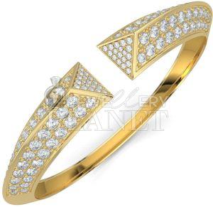 14K Gold Natural Triad Diamond Cuff Bracelet