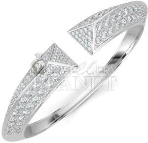 10K Gold Natural Triad Diamond Cuff Bracelet