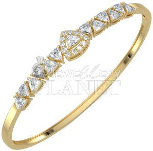 14k Gold Triad Sparkle Diamond Bangle Bracelet