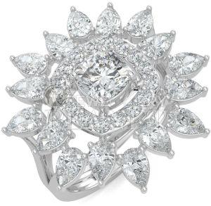 10K White Gold Floral Cluster Diamond Ring