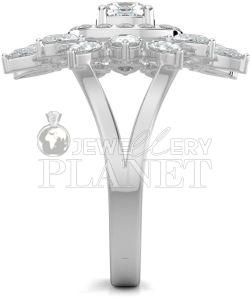10K White Gold Floral Cluster Diamond Ring