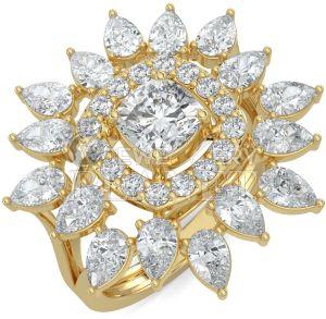 14K Gold Floral Cluster Diamond Ring