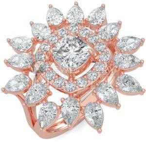 18K Rose Gold Floral Cluster Diamond Ring