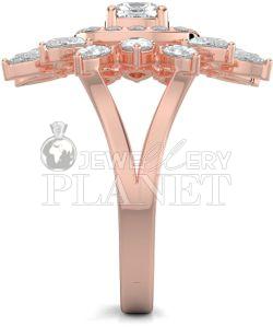18K Rose Gold Floral Cluster Diamond Ring
