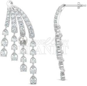 10K White Gold Diamond Chandelier Earrings