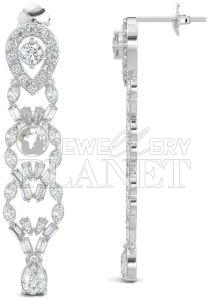 10K White Gold Marquise Diamond Chandelier Drop Earrings
