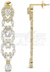 14K Gold Marquise Diamond Chandelier Drop Earrings