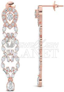 18K Rose Gold Marquise Diamond Chandelier Drop Earrings
