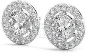 10K White Gold Round Halo Diamond Stud Earrings