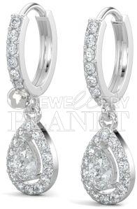 10K White Gold Pear Shape Halo Diamond Drop Earrings
