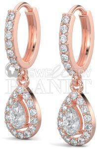 18K Rose Gold Pear Shape Halo Diamond Drop Earrings